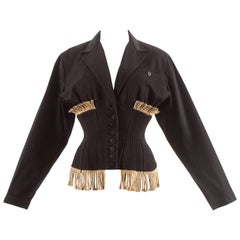 Alaia:: printemps-été 1988:: veste-corset avec frange en corde