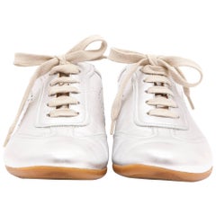 HERMES Sneakers in Silver Color Leather Size 40FR