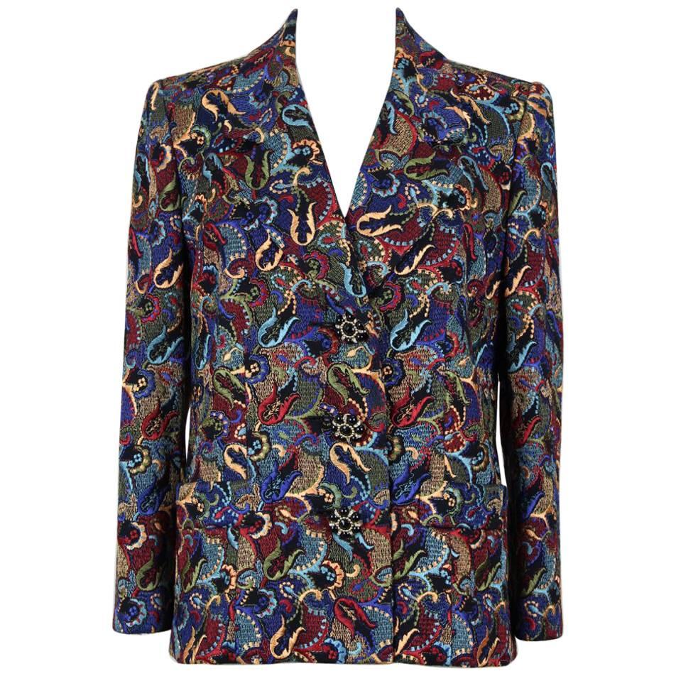 Christian Dior 1990s Numbered Haute Couture Wool Silk Paisley Blazer