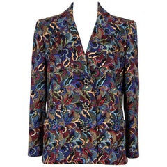 Retro Christian Dior 1990s Numbered Haute Couture Wool Silk Paisley Blazer