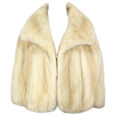 Pale Blonde Mink Fur Cape Stole Wrap Jacket With Huge Collar, 1960s  