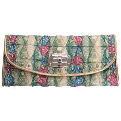 Miu Miu Brocade Wallet Lined in Gold Kidskin