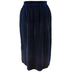 Pierre Cardin Royal Blue Velvet Skirt, 1970s 