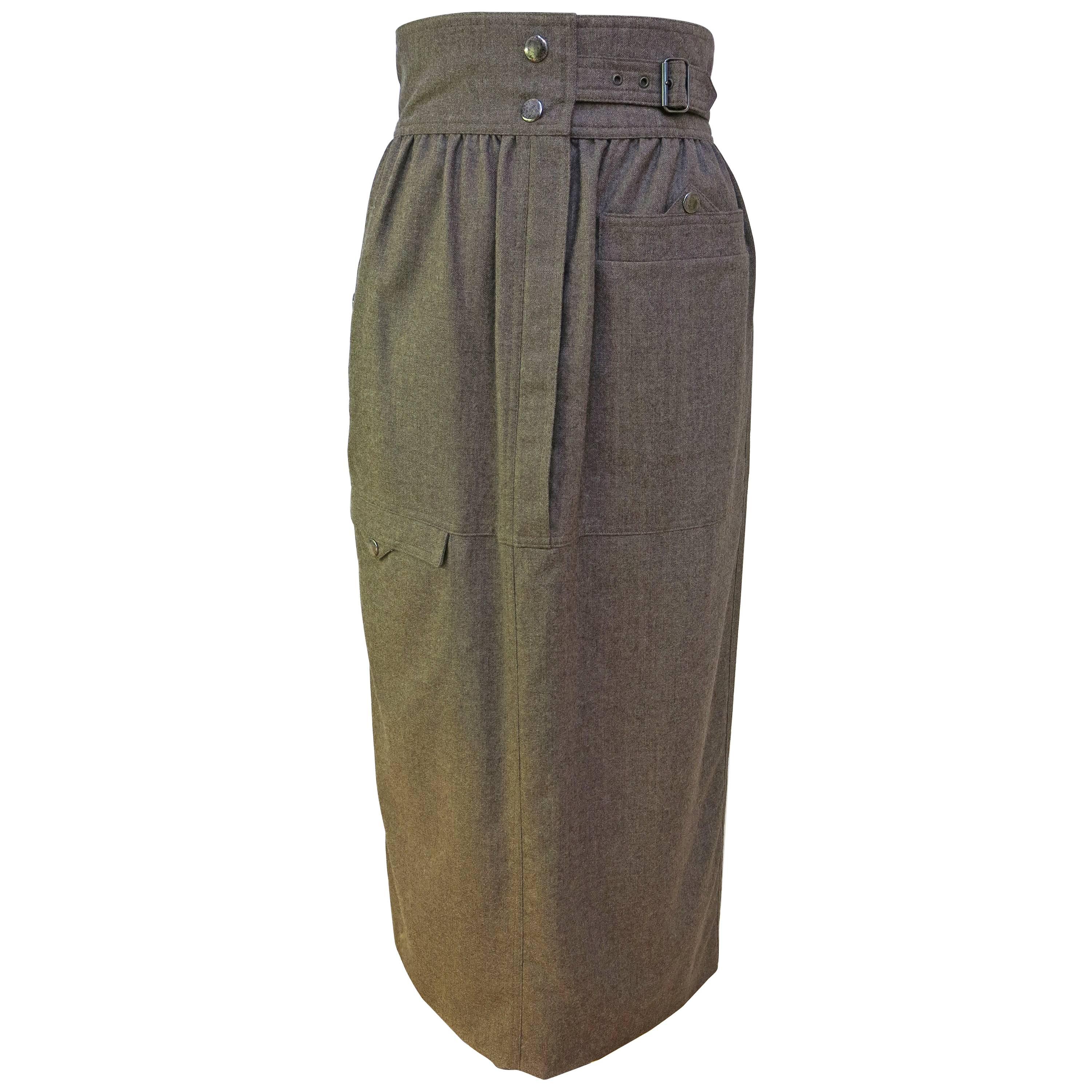 Crisca 1980s Wool Sack-Waisted Skirt For Sale