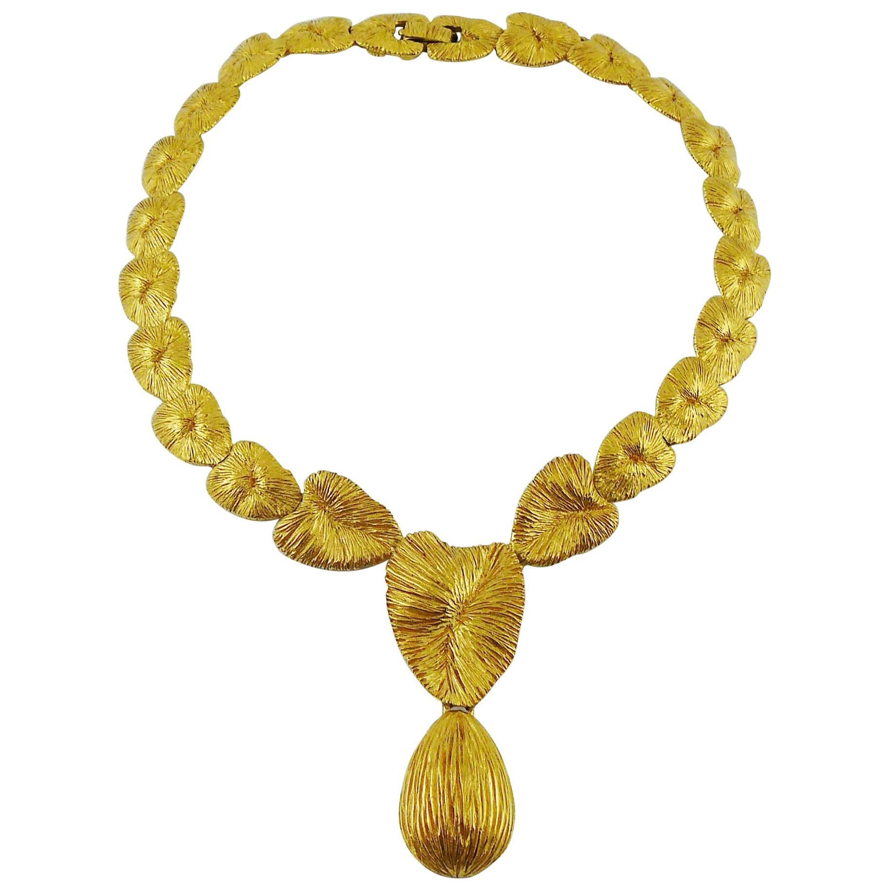 Balenciaga Vintage Gold Toned Abstract Heart Necklace