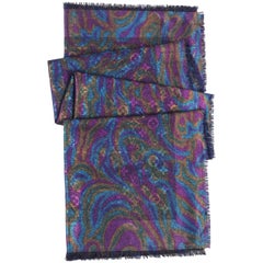 LOUIS VUITTON A/W 2011 Midnight Blue Multicolor Monogram Silk Wool Scarf / Shawl