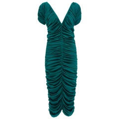 Zac Posen Teal Silk Ruched Dress, Fall 2004