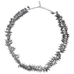 Burberry Prorsum Gunmetal Mini Spike Chain Statement Necklace 2010