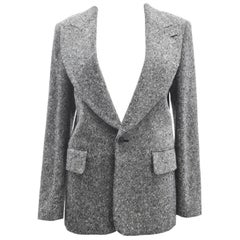 Comme des Garcons Grey and White Wool Woven Sports Jacket 2001