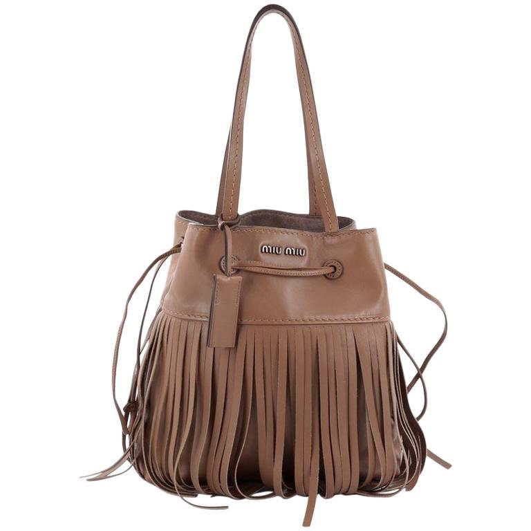 Miu Miu Fringe Shoulder Bag Leather Medium