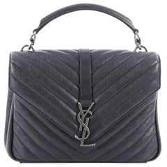 Saint Laurent College Monogram Bag Matelasse Chevron Leather Medium