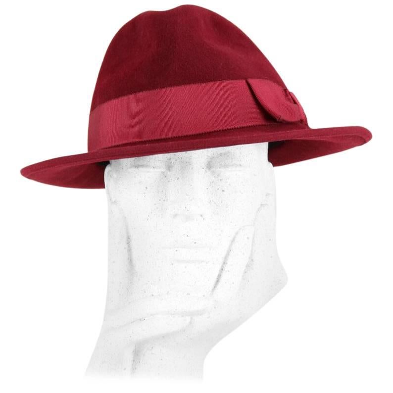 Jean Paul Gaultier 1990s Wine-Red Rabbit Felt Fedora Hat