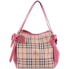 Burberry Canterbury Bow Tote Haymarket Coated Canvas and Leather Small