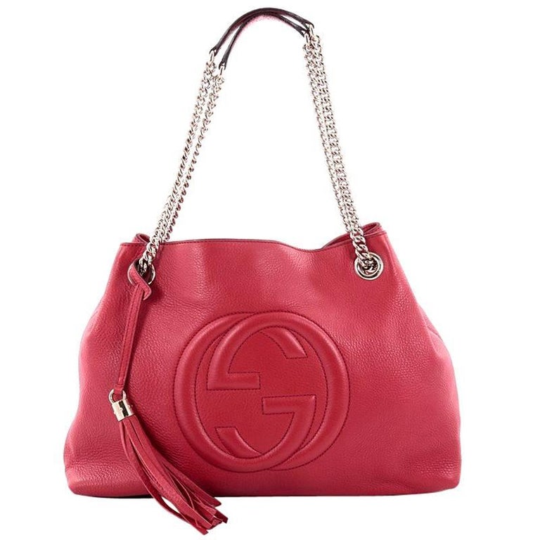 Gucci Soho Shoulder Bag Chain Strap Leather Medium at 1stDibs