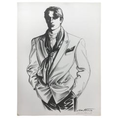 Antonio Lopez Coty Award 1979 Hand Signed Litho Young Man in Alexander Julian