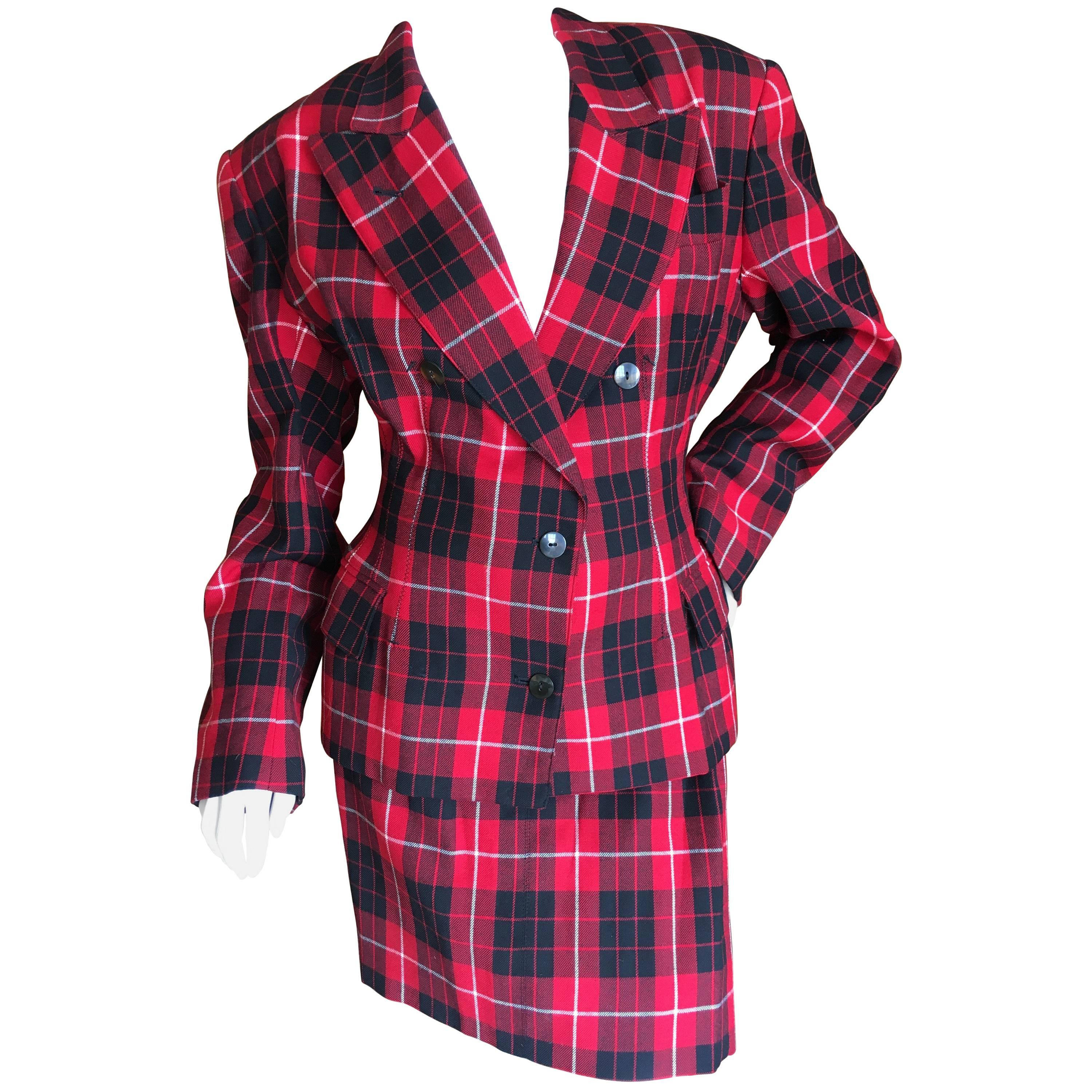 Jean Paul Gaultier 1980's Red Tartan Suit For Sale