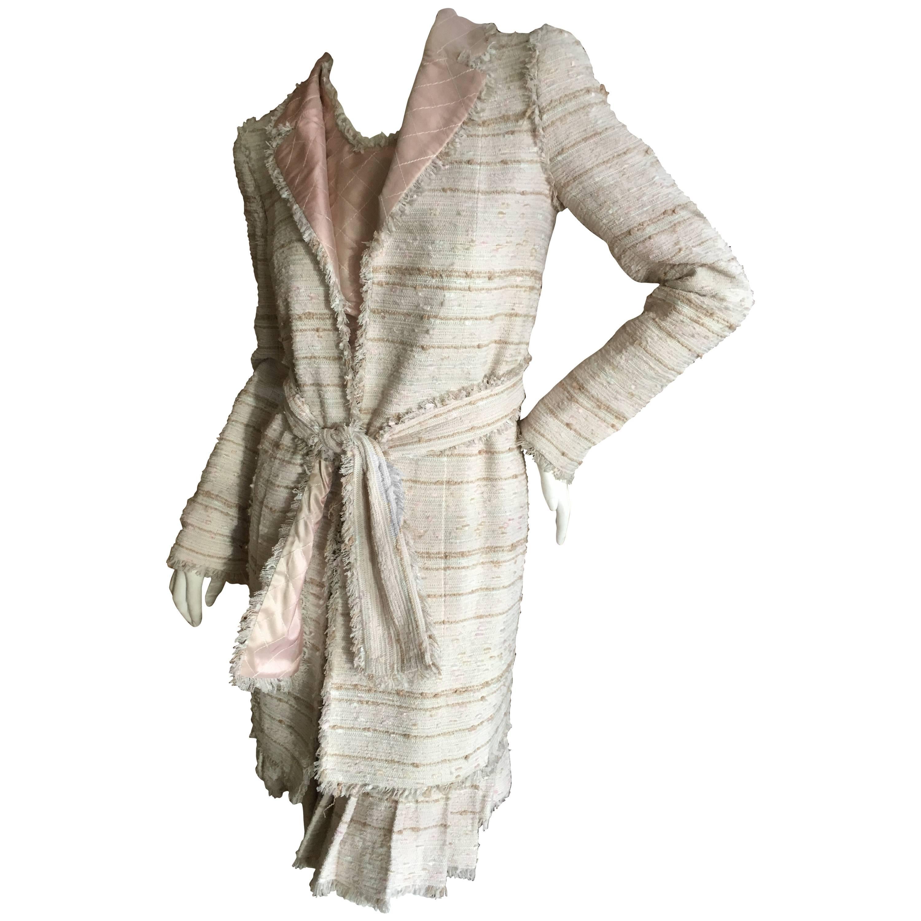 Chanel Four Piece Belted Fringed Tweed Suit from Spring 2004 Size 34 For Sale