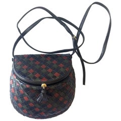 Vintage Bottega Veneta navy, khaki, wine etc fisherman style intrecciato bag.