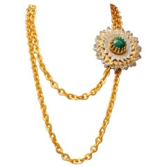 Vintage 1980s, Yves Saint Laurent Rive Gauche long necklace with flower pendant