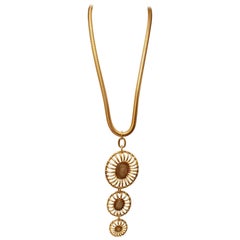 Retro 1990s, Lanvin gilded metal and flowers necklace 