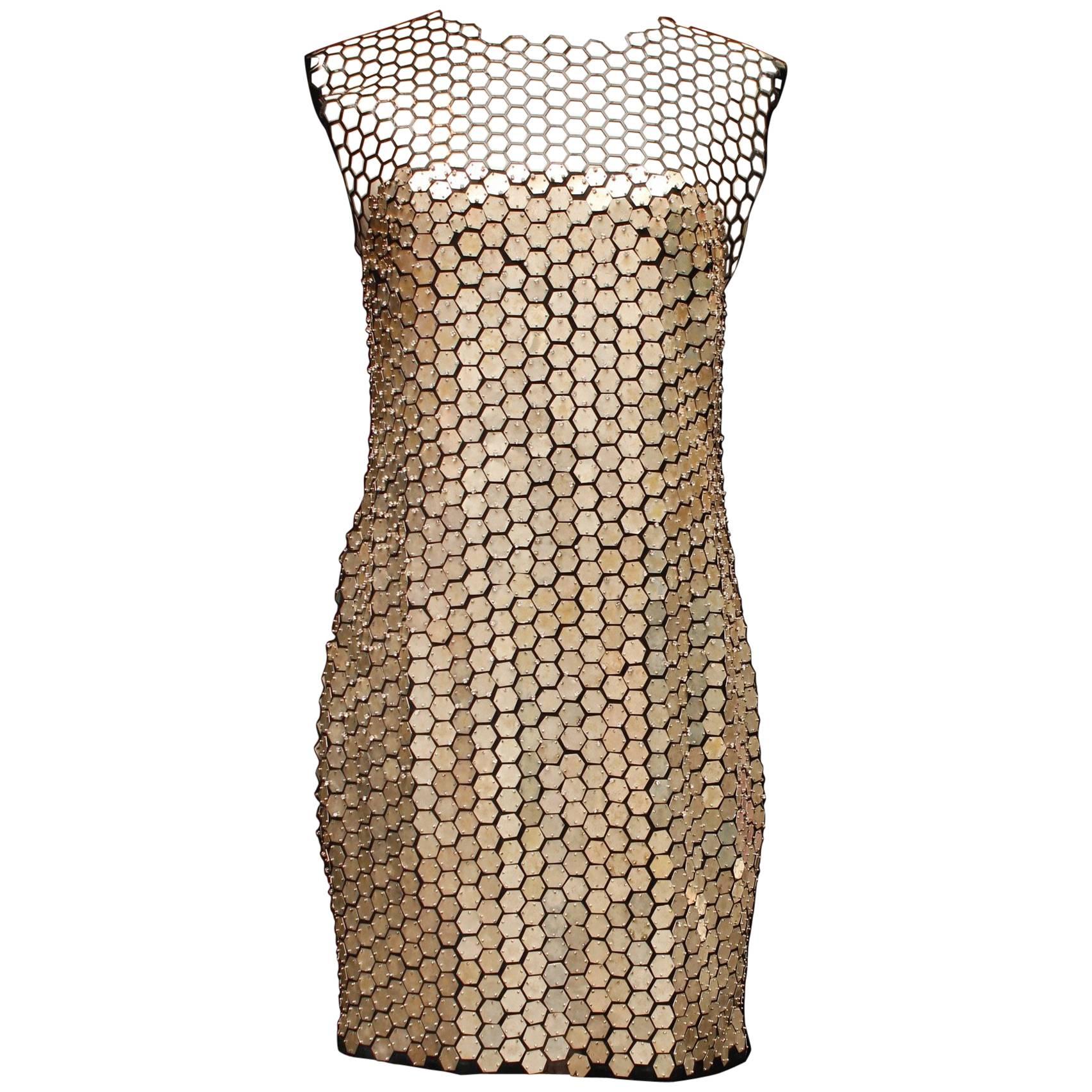 Tom Ford stunning evening dress with tulle and silver tone plates, 2010s For Sale
