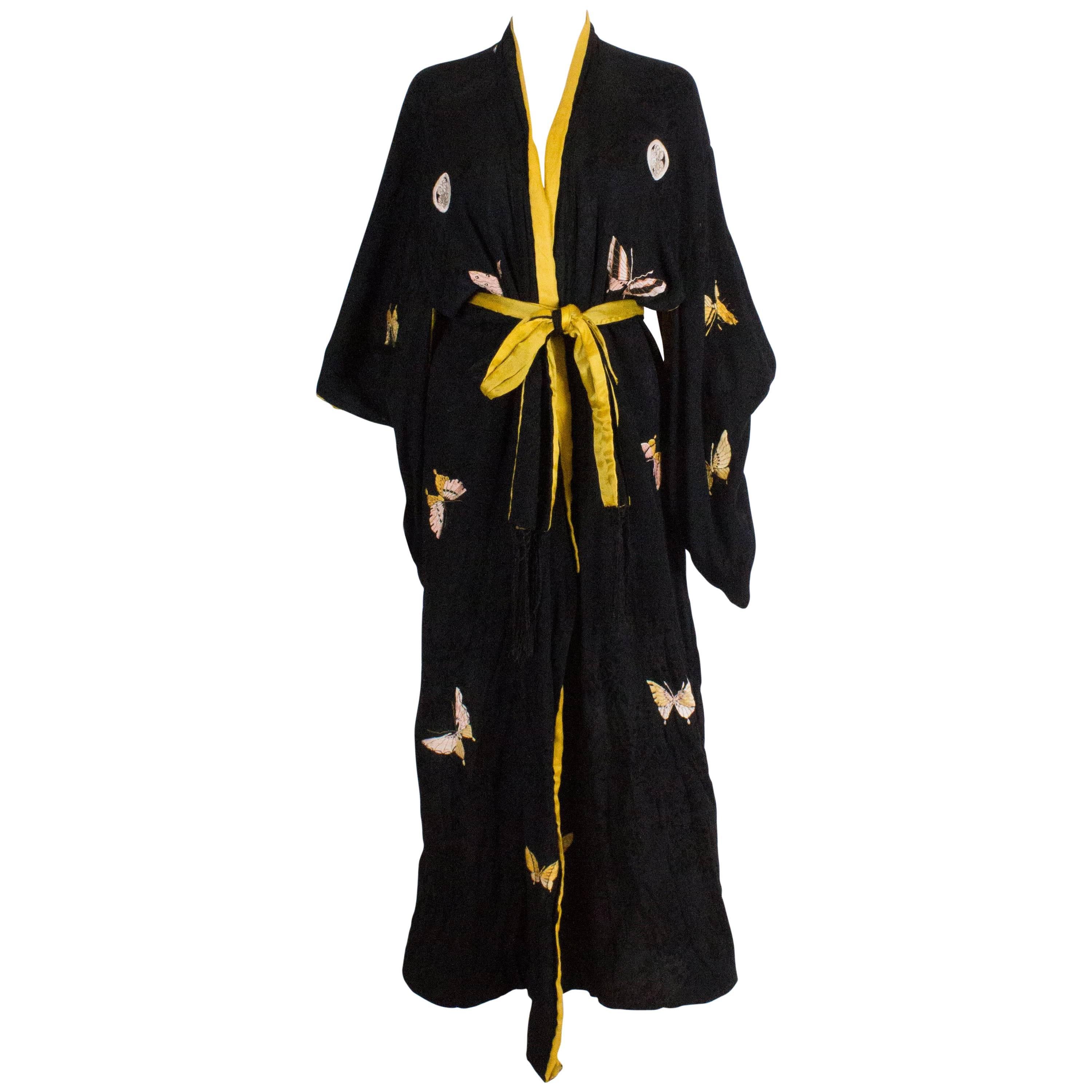 1930s Silk Kimono with Butterfly Decoration