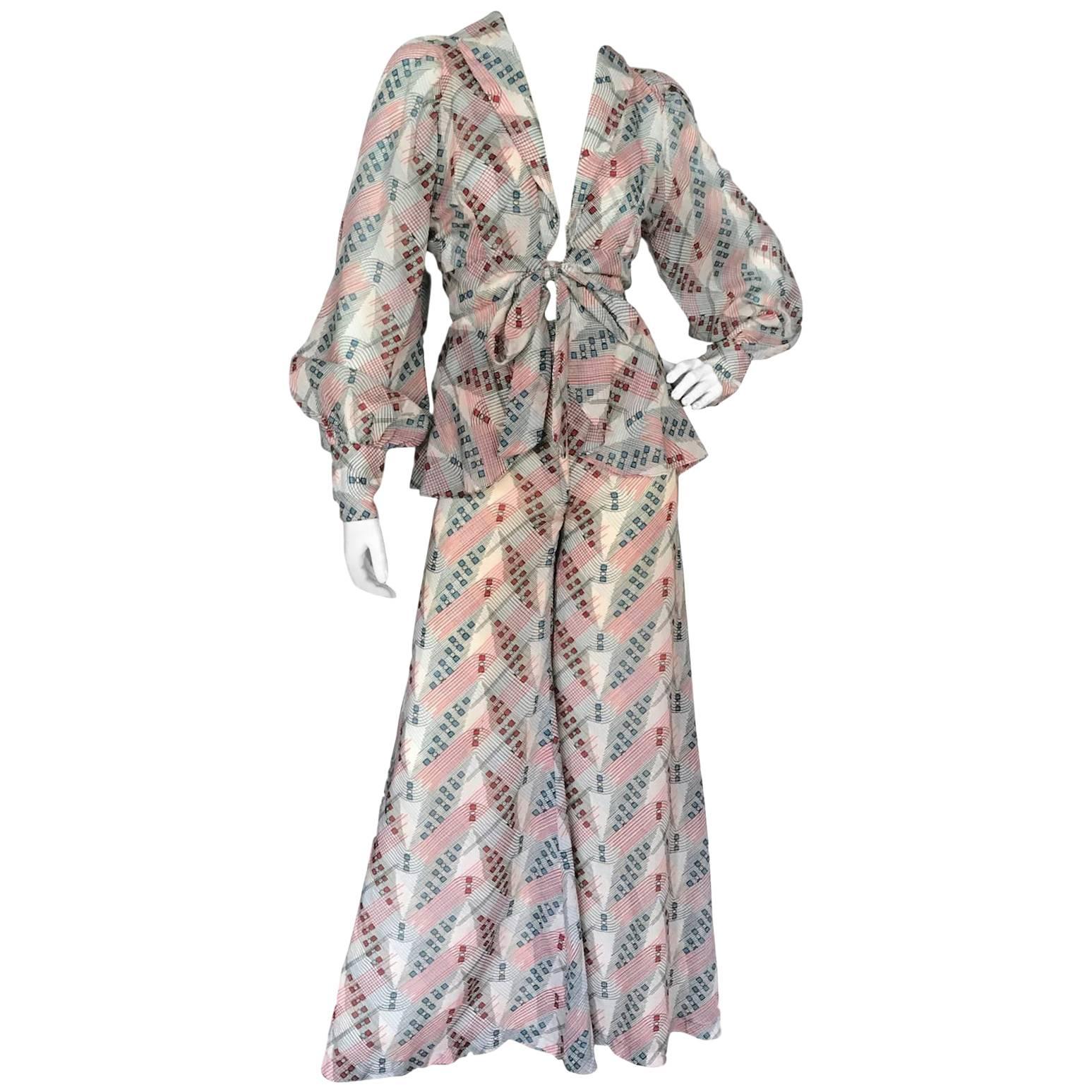 1970s Vintage Bourgeois Carnaby Street Trouser Suit  For Sale