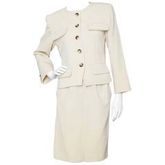 80's Yves Saint Laurent Two Piece Wool Skirt Suit 4
