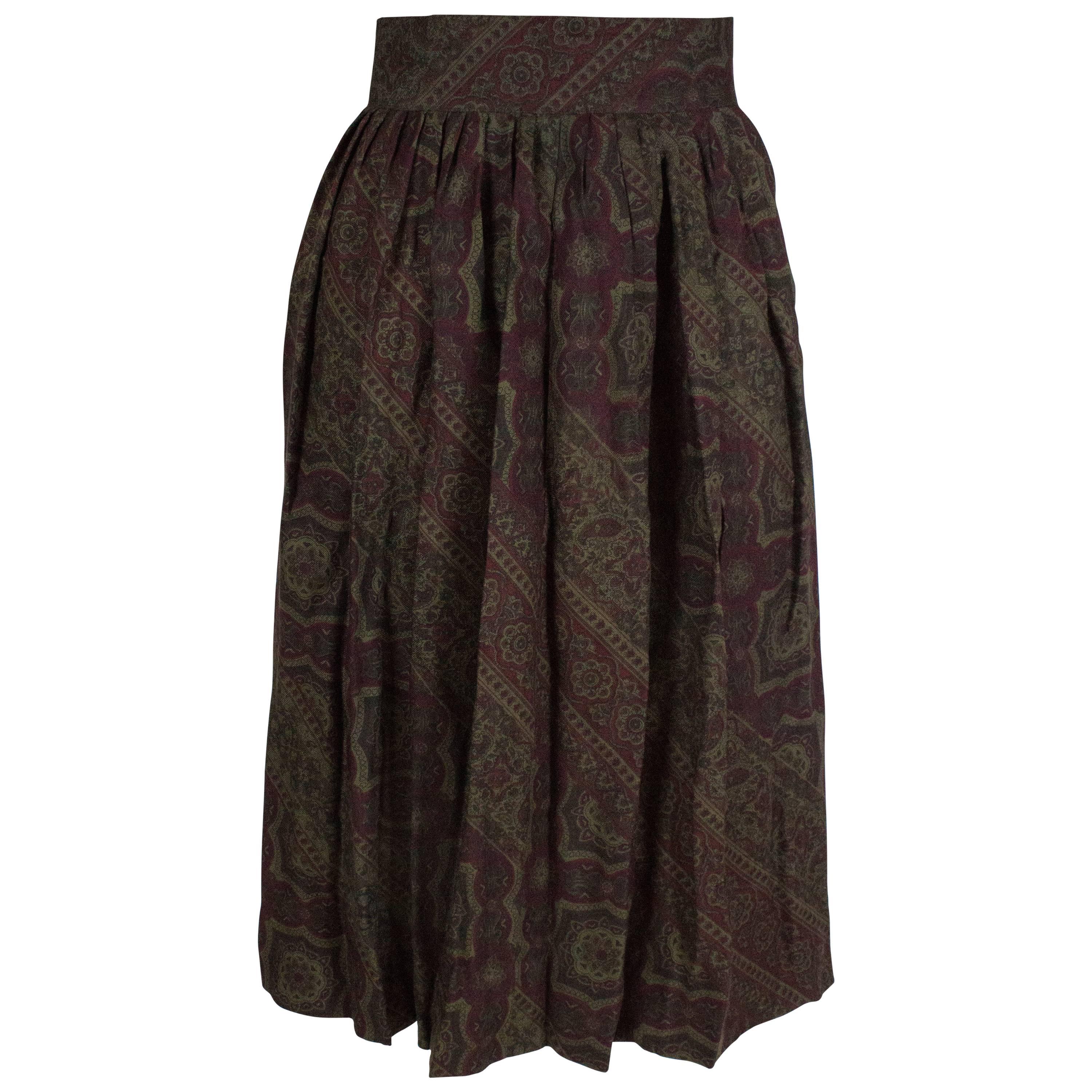 Pancaldi Paisley Wool and Silk Skirt