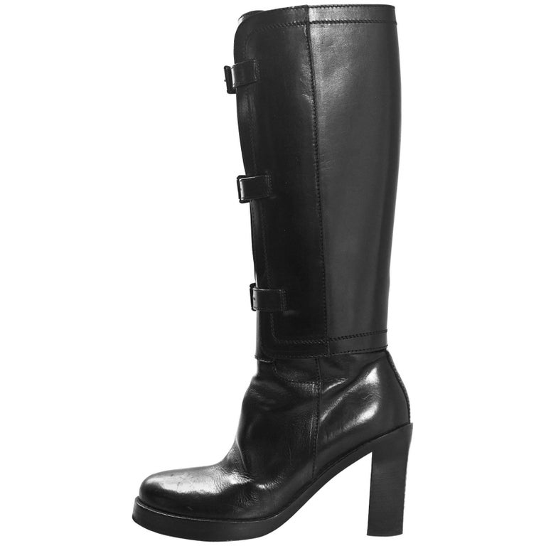 Ann Demeulemeester Black Leather Convertible Boots Sz 37 For Sale at ...