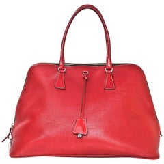 Prada Red Leather Zip Around Shoulder Bag 