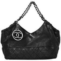 Chanel Black Leather Petit Coco's Cabas Tote Bag