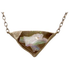 Small Aura Crystal in Bronze Necklace