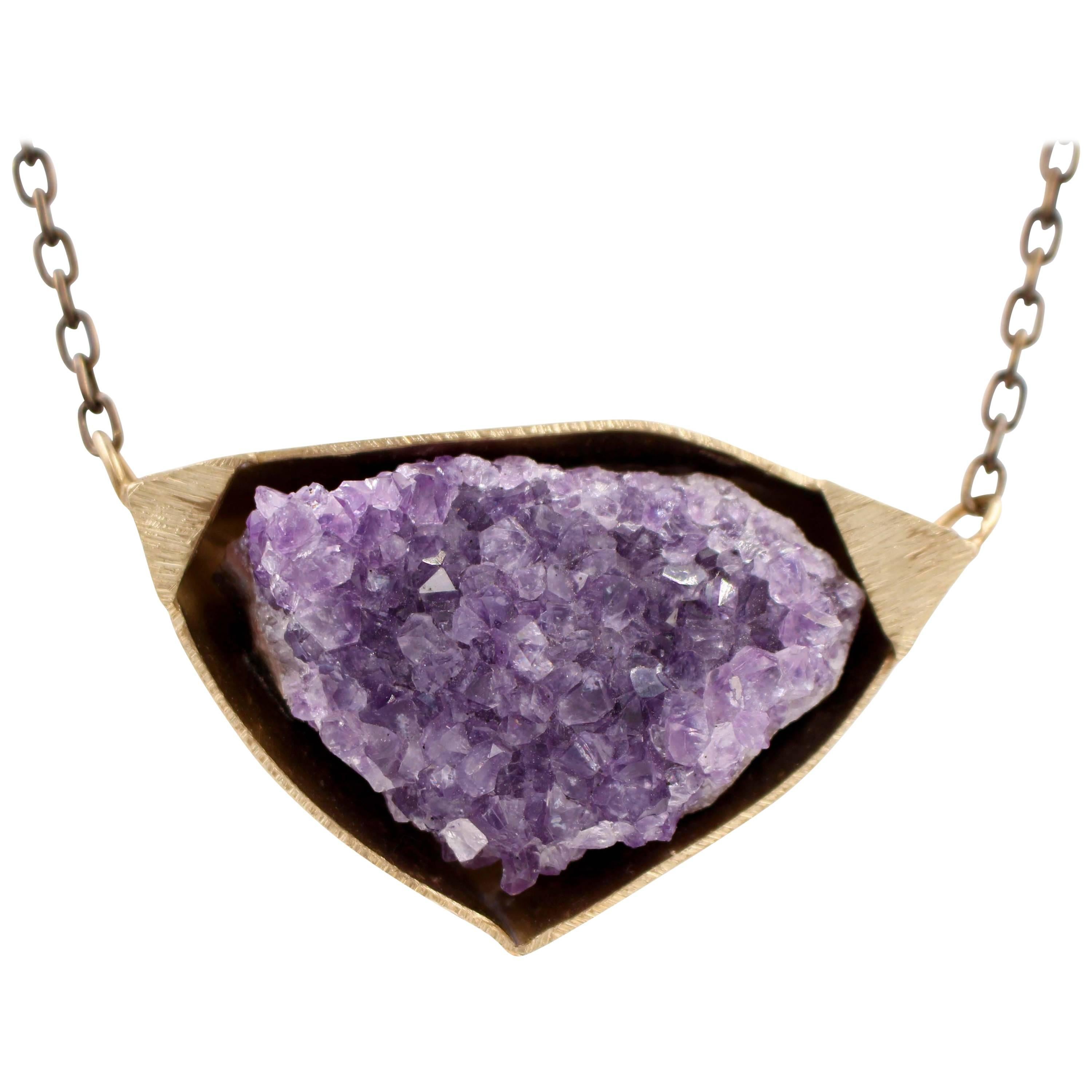 Amethyst Bronze Necklace For Sale