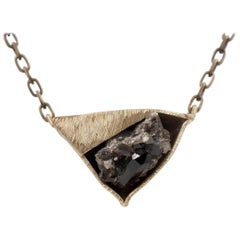 Small Smoky Crystal Quartz in Bronze Necklace