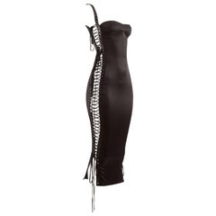Dolce & Gabbana Spring-Summer 2003 black silk spandex lace up evening dress 