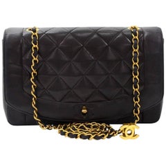 Vintage Chanel 10 inch Classic Black Quilted Leather Shoulder Flap Bag 