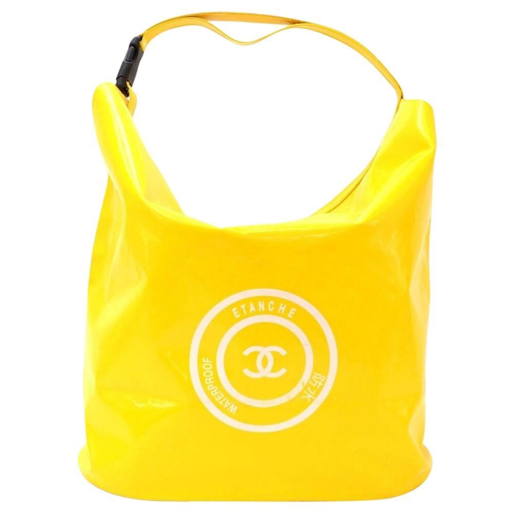 Chanel Yellow Vinyl Waterproof Large Limited Tote Bag 