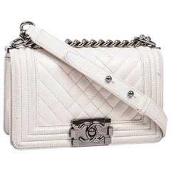 Chanel 2018 White Leather Boy Bag · INTO