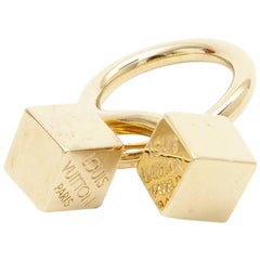 LOUIS VUITTON Ring with Two Dice in Gilded Metal