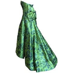 Oscar de la Renta Strapless Matelasse Evening Gown With Dramatic Back Bow Train 12