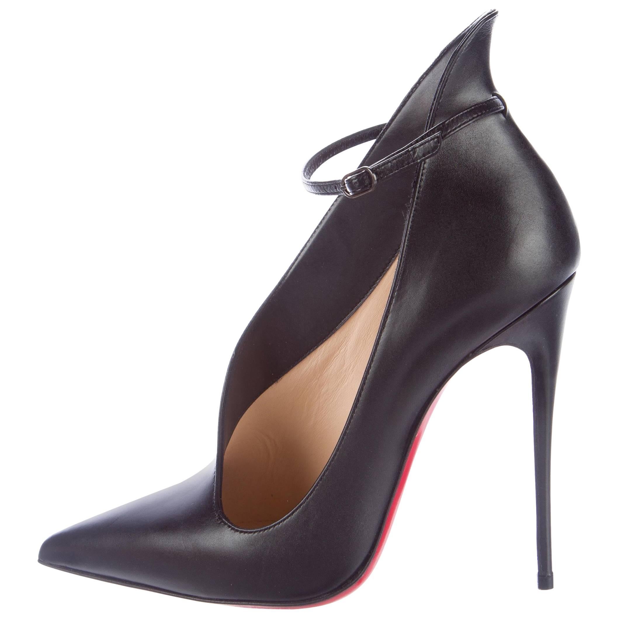 Christian Louboutin New Black Leather Ankle Boots Booties W/Box