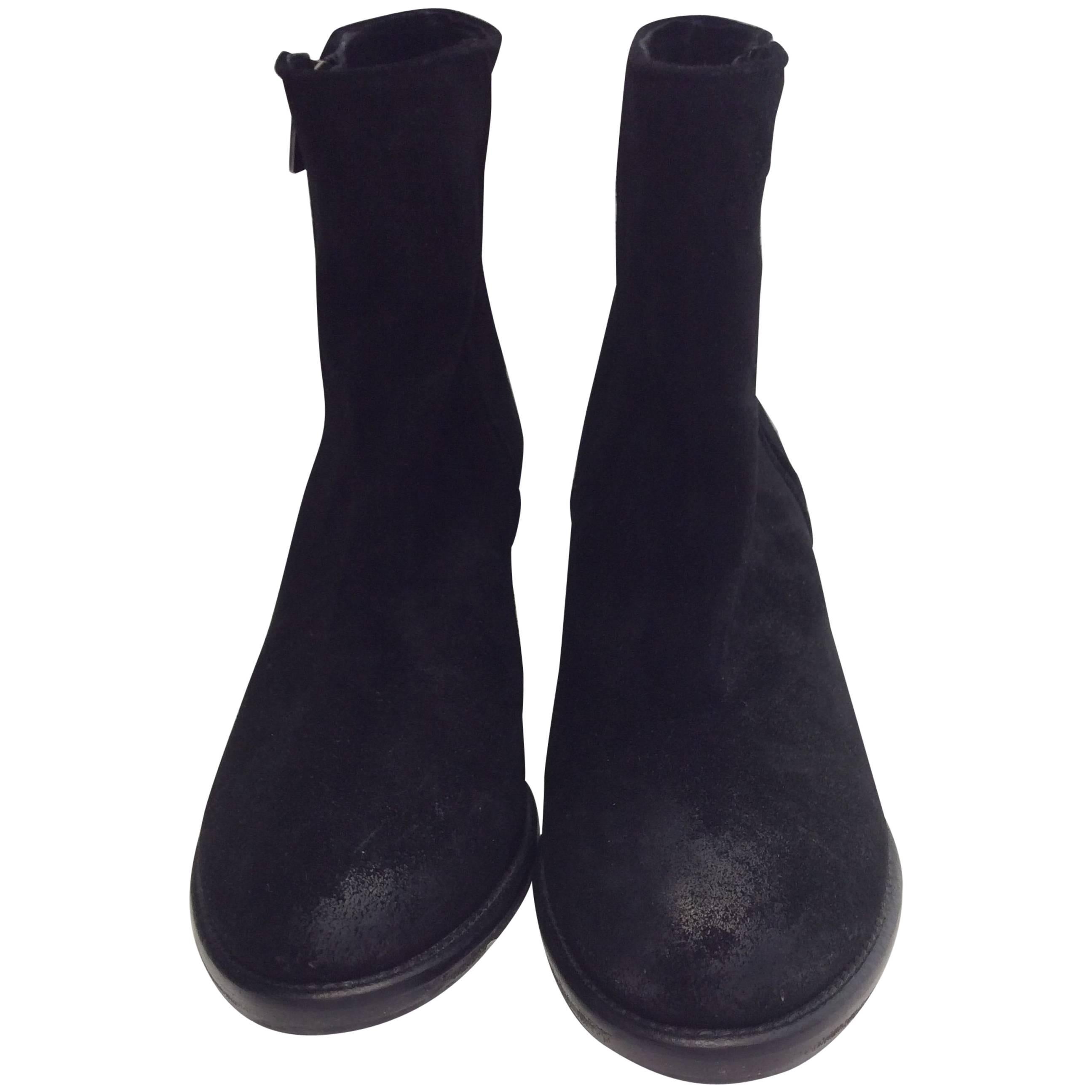 Barney's  Black Suede Ankle Booties For Sale