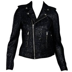 Black The Kooples Waxed Lace Moto Jacket