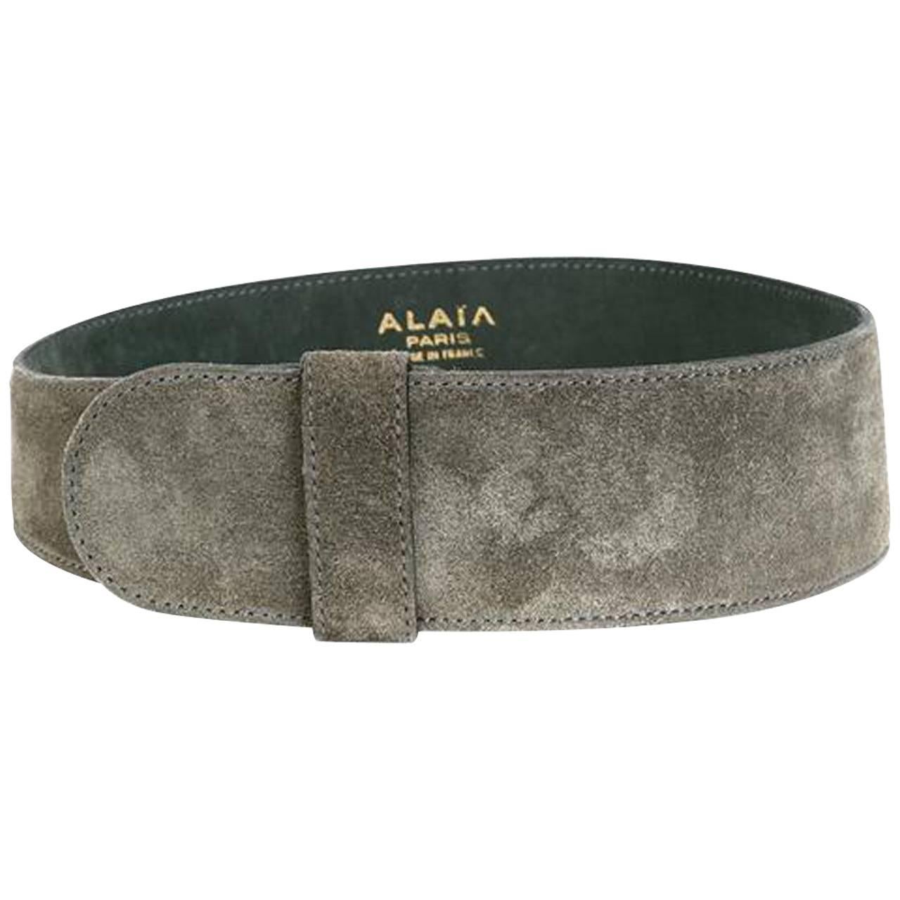 1990s Alaia Grey Suede Corset Belt