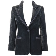 Used GUCCI A/W 2004 TOM FORD Charcoal Gray Velvet Peak Lapel Tuxedo Jacket Blazer