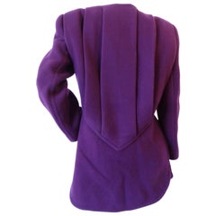 1980s James Galanos Girl Boss Eggplant Purple Coat