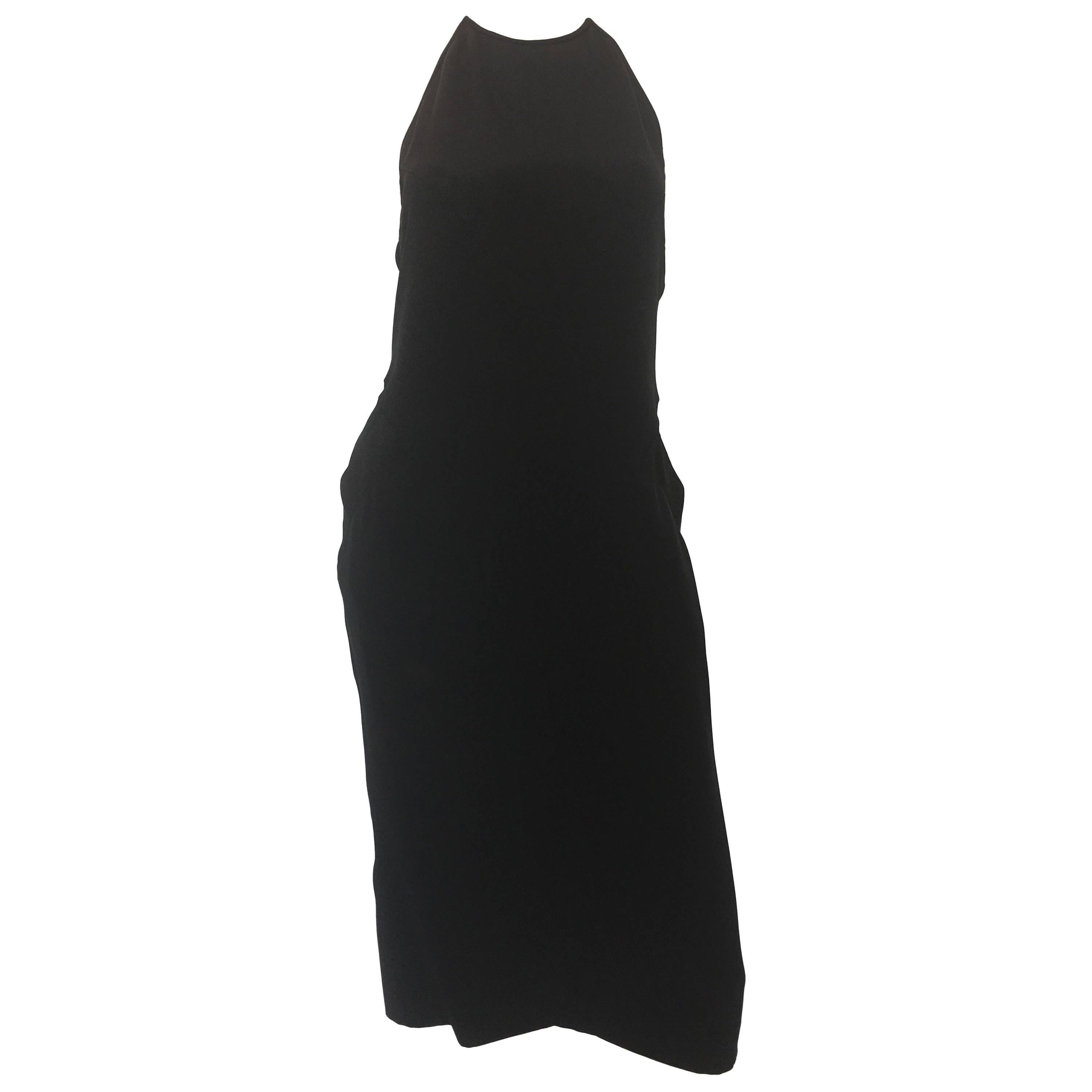 1990s Karl Lagerfeld Sexy Black High Neck Halter Dress  For Sale