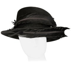 Unworn with Tags Vintage Bailey Tomlin Black Hat with Feathers