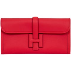 New in Box Hermes Jige Elan 29 Capucine Swift Clutch Bag